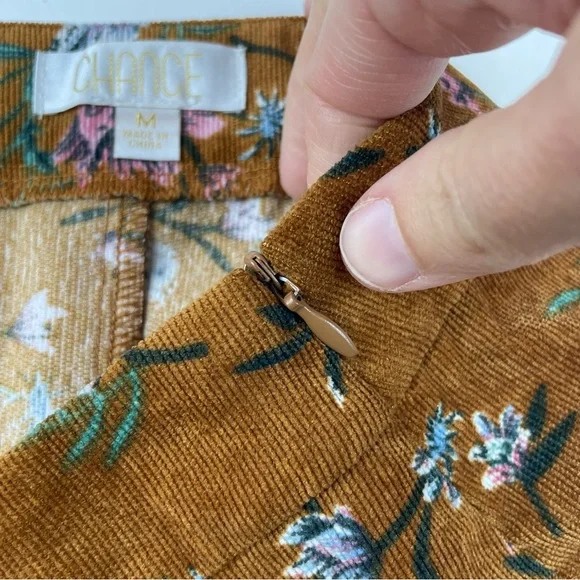 Chance Brown Pink Green Floral Scallop Skirt Women Medium - Picture 4 of 6